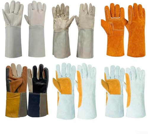 Fire Resistant Leather Welding Gloves for Welding, Metalwork, BBQ, Cooking, and Outdoor Activities with Enhanced Forearm Protection (B)