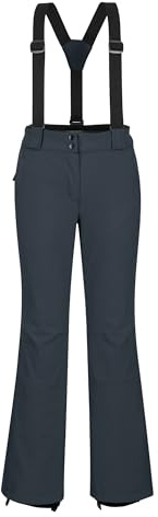 Outdoor Ventures Pantalones de esquí para mujer, impermeables, resistentes al viento, con forro cálido, transpirables, de secado rápido, pantalones de esquí, gris oscuro, XS / 31L