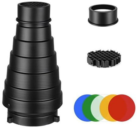 Ksikdeg Modificador de luz para fotografía, juego cónico de aluminio para estudio y uso al aire libre