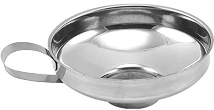 Imbuto con filtro, apertura larga, imbuto con manico, in acciaio inox, per barattoli normali, marmellate in metallo di grado alimentare, misura A, taglia unica