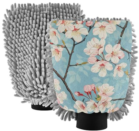 Guanto da lavaggio senza graffio del guanto dell'autolavaggio del fiore rosa ciliegio giapponese per il guanto di pulizia dell'automobile delle automobili