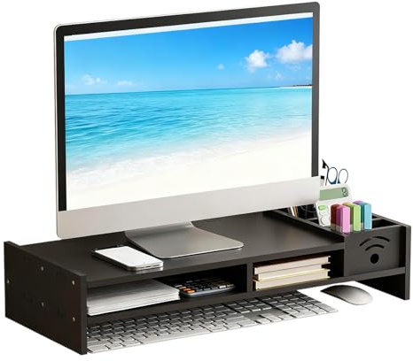 Soporte Para Monitor De Computadora: Elevador De Escritorio Ajustable, Estante De Pantalla Ergonómico Con Marco De Metal Y Pies Antideslizantes | Accesorio De Oficina Para Computadora Portátil, PC, Al