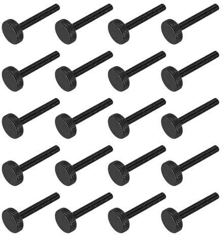 QUARKZMAN 20Pcs Tornillos Moleteados, M4 X 35mm con Cabeza Plana de Acero Negro Perno Métricos con Pomo de Agarre para Apriete Manual Herramienta de Reparación