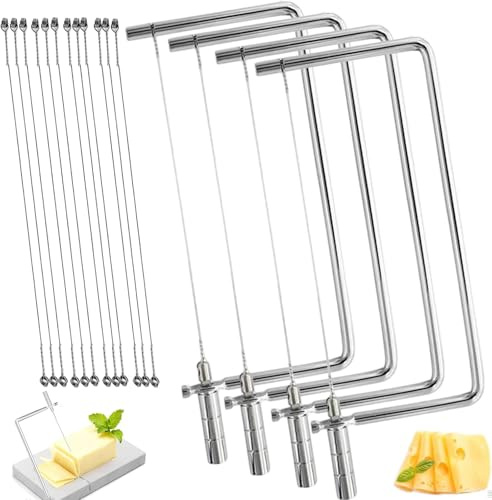 7.5inch Marble Board Cheese Slicer Accessories Kitchen Knife Small Cheese Cutter Components Ideal DIY for Making Giftable Cheese Cutting Boards Cheese Slicer Cheese Cutter Kit 7.5in (4Slicer+12Wires)
