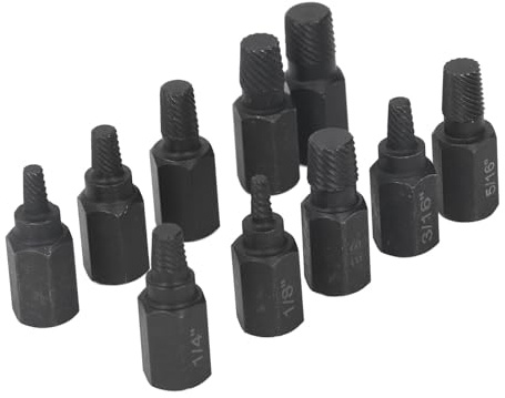MasYosh 10-teiliges Schraubenausdreher-Set, Wärmebehandelter Chrom-Vanadium-Stahl, Beschädigter Schraubenentferner für Mutternbolzen, mit 10 Größen 1/4 7/32 3/16 5/32 1/8 13/32 3/8