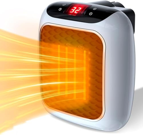 RevolutionLine - Calefactor eléctrico de pared 800W con pantalla LED | Calentador portátil inteligente de 400W/800W | Termostato y temporizador regulables, protección contra sobrecalentamiento
