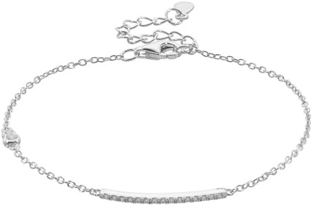 Tolldek 585 Weißgold Armband Damen, Zierlich Armreifen Frau mit Labor Erstellt Diamant, Echt Gold Armreif 14K, 20+3CM