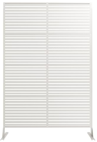 Garvee Clôture de jardin décorative en métal – Panneau de séparation haut autoportant, design à volutes antirouille – Blanc – 72'' – Long Clauses, White
