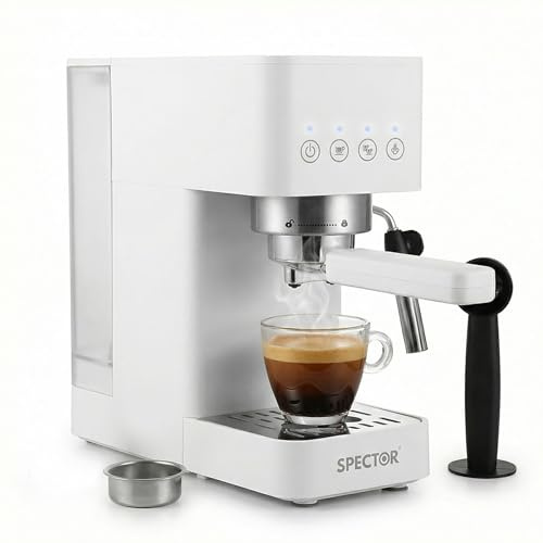 Spector 20 Bar Espresso Machine with Milk Frother – 1350W Compact Coffee Machine, Stainless Steel Latte & Cappuccino Machine with Removable Water Tank for Home Kitchen
