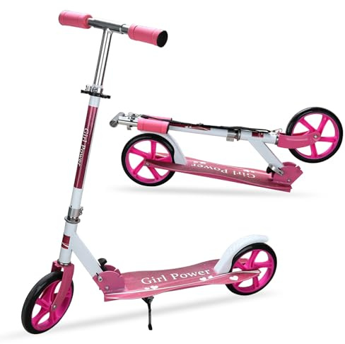 Hebitod Scooter Kinder faltbar, Kinderroller mit 190 mm PU Rädern, höhenverstellbarer Lenker 90-100 cm, Roller Kinder ab 7 Jahren bis 100 kg, rutschfestes Trittbrett, mit Ständer