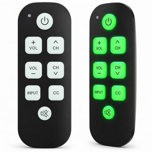 Universal-TV-fjärrkontroll med stora knappar, ZMCOVE fjärrkontroll för seniorer med nattläge, universell TV-fjärrkontroll med TV