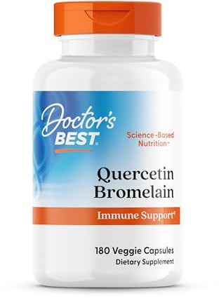 Doctor's Best Quercetin Bromelain, Immunity Support Capsule, Heart, Joint & Healthy Respiratory System, Non-GMO, Vegan, Gluten Free, Soy Free,180 VC
