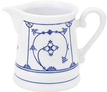 KAHLA 411003A75056H Blau Saks Milchkännchen 0,25 l | Sahnegießer mit Strohmuster aus Porzellan | ter Petersilienmuster Jägermuster Sahnekännchen Milchgießer 250 ml weiß blau