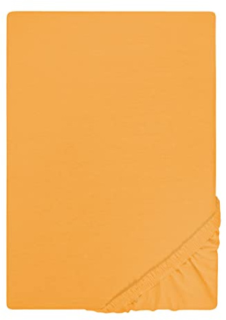 biberna Jersey Spannbettlaken 140x200-160x200 cm gelb | 100% Baumwolle Spannbetttuch für französische Betten | Atmungsaktiv, Bügelfrei & mit Rundumgummizug | Oeko-TEX Zertifiziert | Modell 0077155