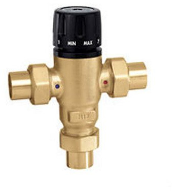 Caleffi 521509A 3-Way Thermostatic Mixing Valve, Low-Lead Brass 3/4 Sweat