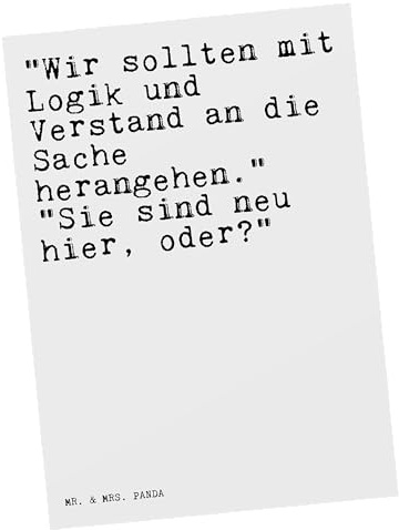 Mr. & Mrs. Panda Postkarte Wir sollten mit Logik... - Geschenk, Spruch Sprüche Weisheiten Zitate Lustig Weisheit Worte, bildkarte, Büro, Arbeitskollegin, Ansichtskarte, Grußkarte, Postkarten, Chef