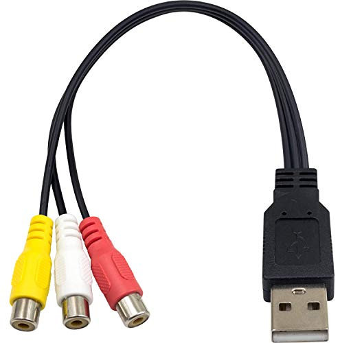 Duttek Cinch auf USB Kabel, USB A 2.0 Stecker auf 3 Cinch Buchsen, Video Audio Capture Karten Adapterkabel für PC, Mac, AV, HDD und DVR, 25 cm