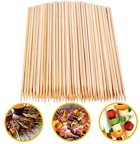 400Piezas pinchos de madera para barbacoa, utensilios de barbacoa desechables, palos de bambú, perfecto para barbacoa, pinchitos o pinchos morunos (20cm)