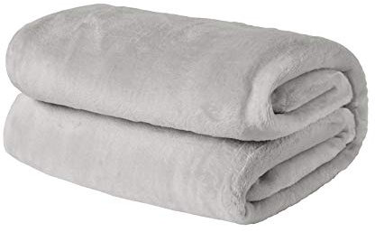 Brentfords Fleece Throw Blanket for Sofa, Super Soft Warm Large Blanket for Bed Flannel Fleece Blankets Lightweight Fluffy Double Bed Throws, Silver Grey - 150 x 200cm