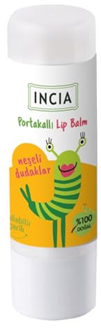 İncia Kids Lippenbalsam Fruity Orange, Sanfte Kinderpflege, Vegan, Natürliche Inhaltsstoffe, Feuchtigkeitsschutz, 6g