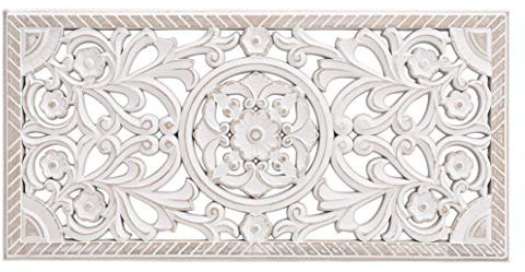 Meinposten. Wandornament Holz weiß 60x30 cm shabby Landhaus Ornament Holzornament Holzbild