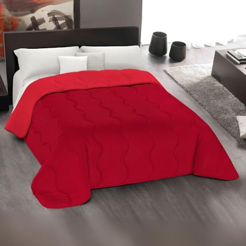 MAXIME MAISON - Winter Tagesdecke 240x260 cm, Warme Winterdecke für Herbst und Winter (300 gr/mq), Bordeaux/Rot Wendedesign, Steppdecke für Doppelbett, Weiche Mikrofaser, Made in Italy