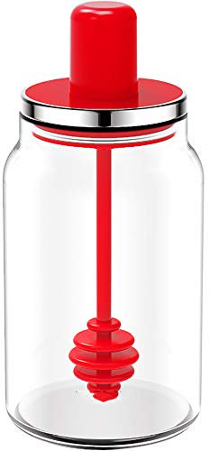 XiaoShenLu Tarro de miel con condimento sellado, 220 ml, rojo