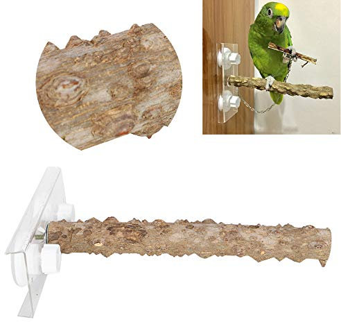 Natur Sitzstangen Vögel Sitzstangen 30cm Natur Holz Barsch Vogelzubehör im Vogelkäfig mit Saugnapf für Vögel, Wellensittich, Papagei, Sittiche, Nymphensittiche