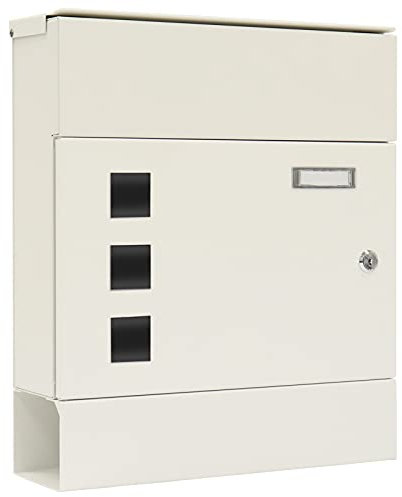 Rottner cassetta delle lettere Globe, serratura a cilindro con 2 chiavi, bianco, LxH 361x425 mm, kit di fissaggio incluso, supporto per giornale, targhetta portanome, finestrelle di ispezione