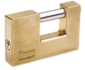 Vachette Cadenas à clé Rectangulaire Titan en Laiton 90mm 1000-90/SC Résistance élevée aux intempéries, Utilisation extérieure intérieure, Fonction clé prisonnière, Anse Acier Cémenté, 2 Clés