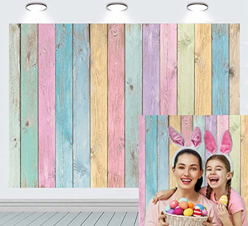 INRUI Bunte Holz Hintergrund für Fotografie Mädchen Jungen Kind Geburtstag Baby Dusche Party Dekorationen (2,1 x 1,5 m)