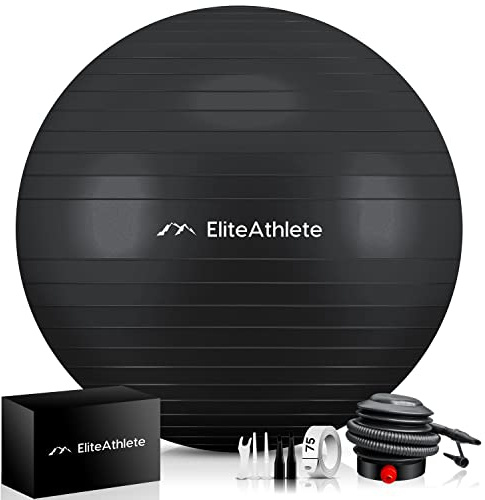 EliteAthlete Gymnastikball Sitzball Büro ergonomisch mit Anti Burst System - Fitness Pilates Schwangerschaft - Schwangerschaftsball Fitnessball Yogaball - Yoga Ball inkl. Luftpumpe