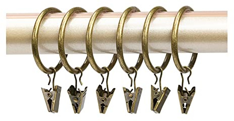 Anawakia - Juego de 10 anillos de cortina con pinzas de metal para cortina, clips de ganchillo, cortina, clips con anillas, diámetro interior de 32 mm