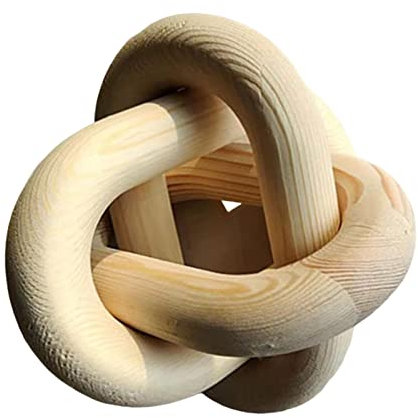 Colcolo Boho-Holz-Kettenglied-Knoten-Skulptur-Mittelstück-Handarbeit-hölzernes dekoratives Regal-Kamin-Schrank-Esszimmer-Tablett-Tablett, Beige