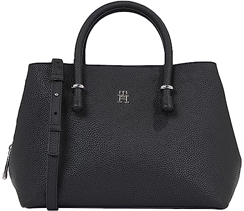 Tommy Hilfiger Damen Satchel Tasche Emblem Klein, Mehrfarbig (Black), Einheitsgröße