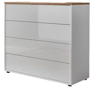 BMG Möbel Schubkastenkommode Mailand 3 Anrichte Sideboard für Schlafzimmer, Wohnzimmer und Garderobe, (Weiß/Artisan Eiche)