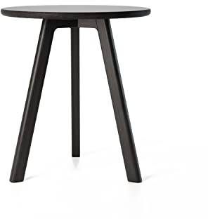 Raico Beistelltisch Rund Walnussholz Massivholz Minimales Dunkles Holz Skandinavischer Beistelltisch für Wohnzimmer Sofatisch Nachttisch-Akzent Kleiner Couchtisch aus Holz (Schwarze Eiche)