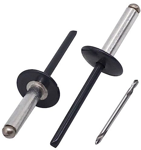 SKIR'CO (100 Stück) Großflansch Alu-Blindnieten 4,8x20 mm Edelstahldorn, RAL 7016 Anthrazitgrau (inkl. Bohrer)