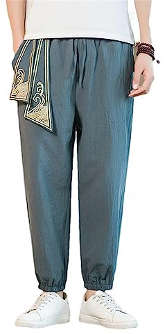 Hdhdeueh Chinesische Retro-Hose für Herren, lockere Passform, Haremshose, Mo Lv, 41-44.5
