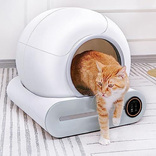 XDLYWUZIQ Große Automatische Katzentoilette, Selbstreinigende Katzentoilette, Automatischer Katzentoilette-Roboter, Keine Festsitzende Katze, Ionendesodorierung, 9-Liter-Abfallbehälter