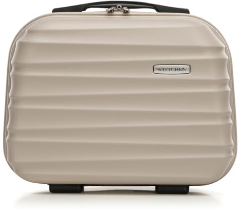 WITTCHEN Necessaire da viaggio Custodia per cosmetici Valigia da viaggio Bagaglio a mano Valigia cabina Valigia ABS Borsa da toilette Rigido Groove Line beige Ryanair/ITA Airways/easyJet