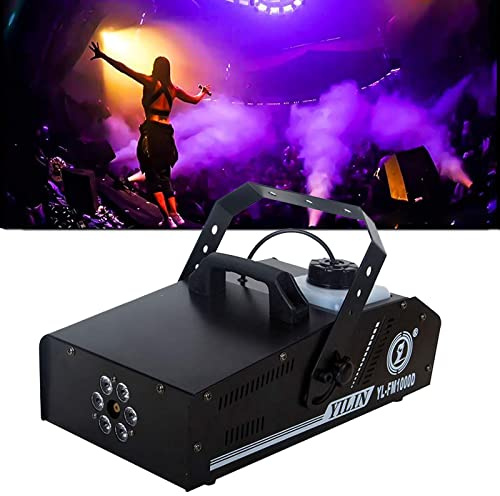 LEFEDA Machine à Brouillard 1000 W avec lumières LED en Rouge Bleu Vert Machine à fumée Portable équipement DJ télécommande sans Fil pour scène de Mariage Haute capacité fumée épaisse Noir