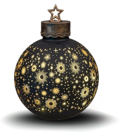 formano Dekorativ kula, svart, 30 cm med LED-ljus, timer, upplyst glasboll, dekoration, juldekoration, bord, hylla, dekorativ kula, 6 h/18 h, timer, julkula att ställa in