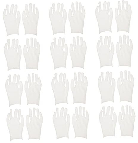 UKCOCO 12paar Baumwollhandschuhe Weiß Werkzeugverstärkt Arbeitsschutzhandschuhe Atmungsaktive Wärmende Pflegehandschuhe Für Trockene Hände Vielseitig Für Garten Handwerk Und Inspektion