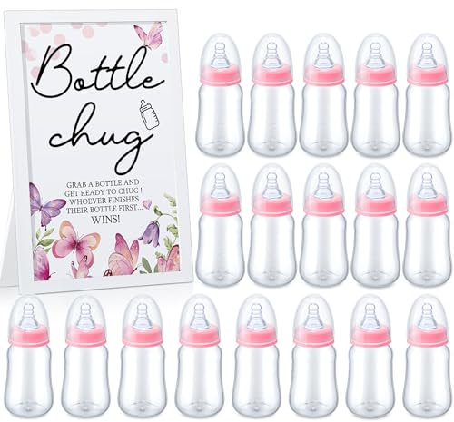 Roowest Bottle Chug Baby Shower Games Favors, Pink, Butterfly