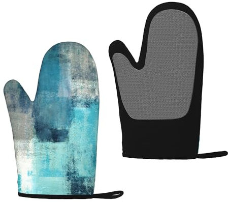 Lot de 2 gants de cuisine en silicone turquoise, bleu sarcelle, modernes, résistants à la chaleur, gants de cuisine antidérapants en silicone pour la cuisson, le barbecue, la cuisine