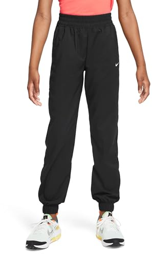 Nike Girl's Dri-Fit One Woven Training Pants, Black/White, Small