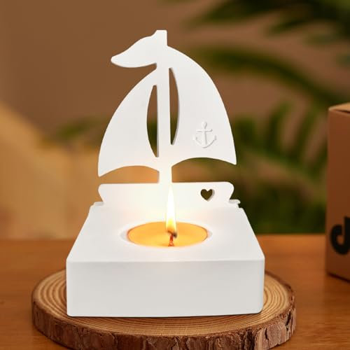 Silikonform Segelboot, Silikonformen Gießformen Kerzenhalter Segelboot Gipsformen Zum Gießen Silikonform Segelboot mit Kerzenhalter Silikon Gießform Kerzenhalter Gießform Silikon für Deko (B)
