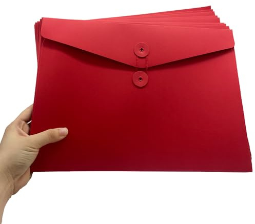 10 Stück Dokumententasche A4 Kraftpapier Aktentasche Aktenordner Ordnungsmappe Verdickt Umschläge Organisation mit Externe Taste Wickeldichtung Design Klein Kraft-Umschlag für Büro Schule Zuhause