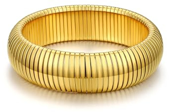 Bestyle Elastisches Armband Edelstahl Stretch Schlangen Armreif für Damen Frauen Mädchen,Breite 10mm|16mm|20mm, Silber|Gold|Rosegold|Schwarz